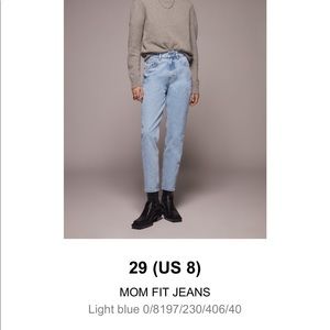 Zara mom fit jeans light blue size 29 (US 8)